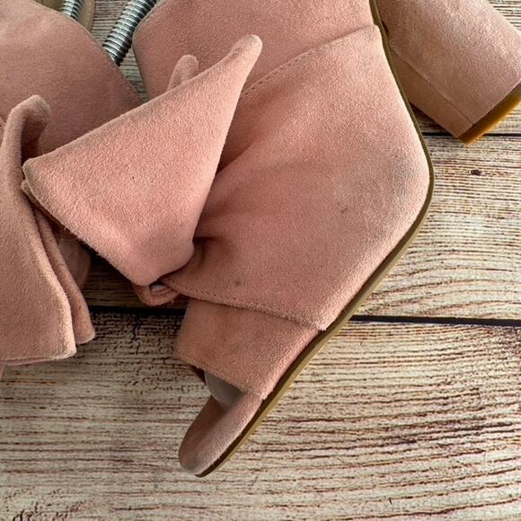 Kurt Geiger Jessika Open Toe Heels Sandals Sz 39/8.5 Blush Pink Bow Suede Mule - Picture 7 of 13